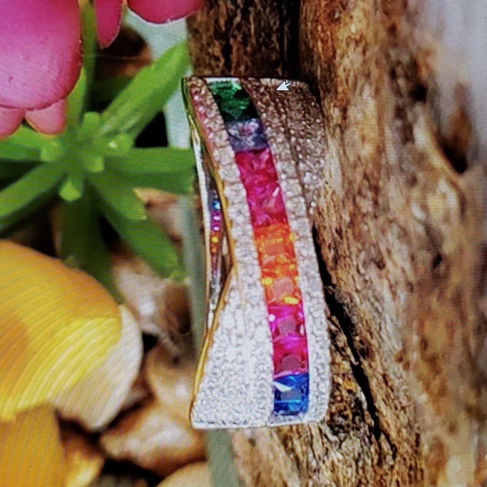 Sterling Silver Rainbow Twist Ring Size 7